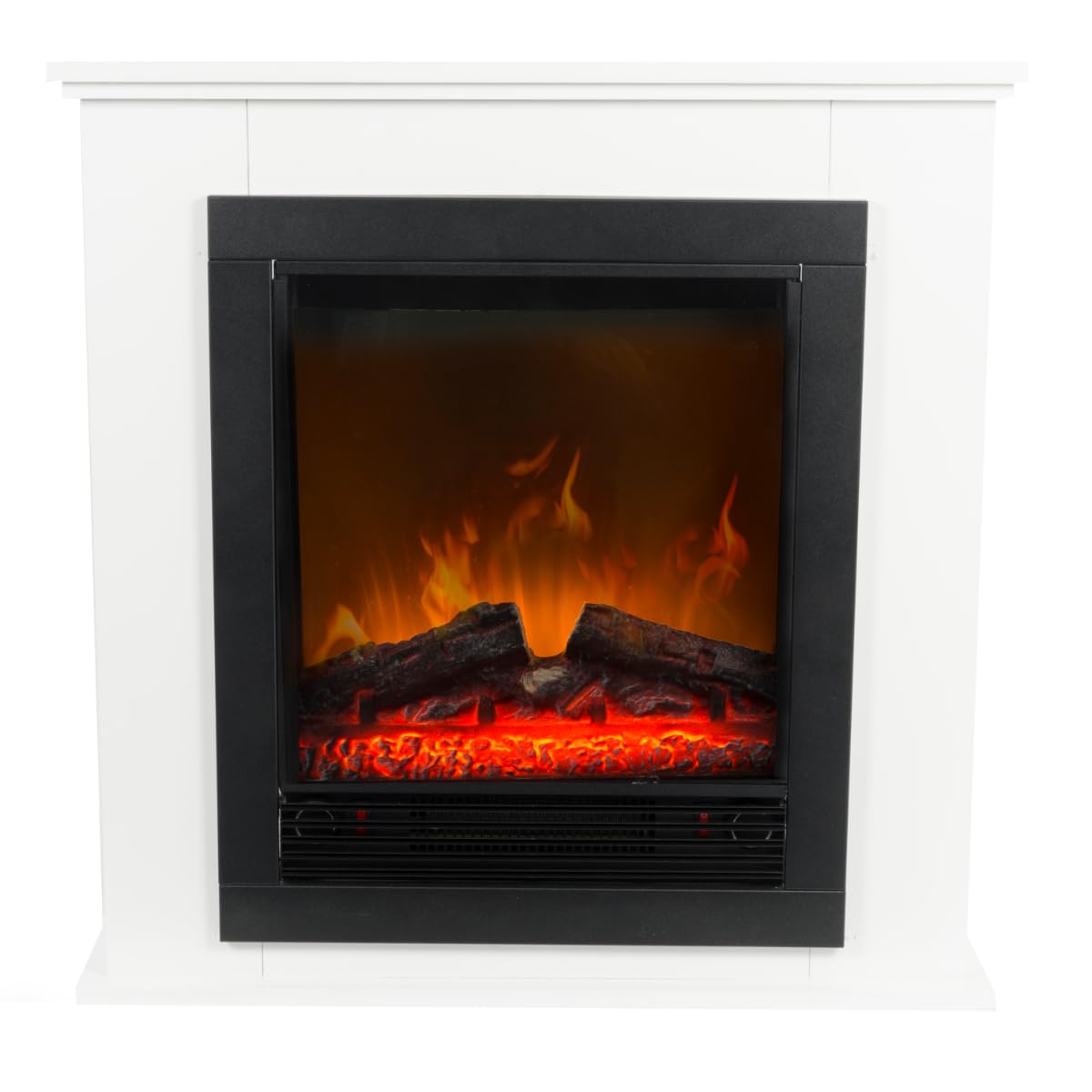 Cheminee Electrique Effet Flamme Lugano 1800W - Cheminée Décorative avec Télécommande et Minuterie - Chauffage Electrique Poêle Électrique Autoportant - Blanc