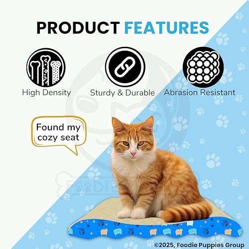 Image of Foodie Puppies 2-in-1 Reversible Cat Scratcher Pad with Catnip for Cats & Kittens, (Zig Zag, 43 x 26 x 6 cm) | Durable Corrugated Cardboard Cat Scratching Board | Scratch Post for Furniture Protection