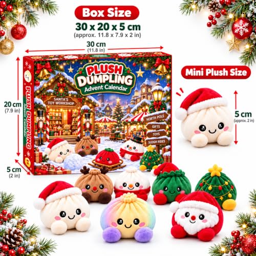 Christmas Plush Dumpling Advent Calendar 2026, 24 Days Countdown Calendar, Festive Holiday Gift Adults - image 3
