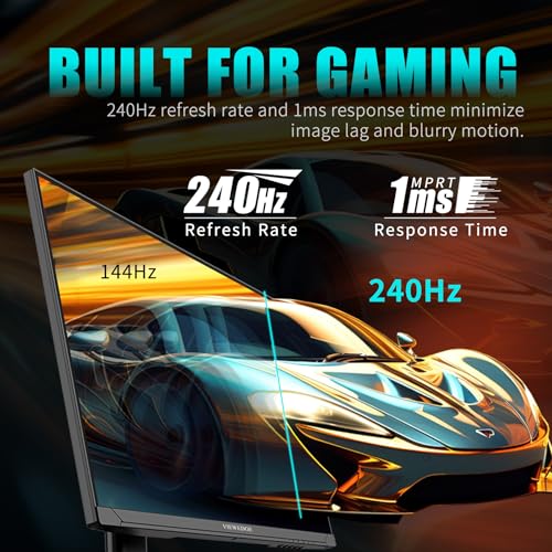 Image of Viewedge Gaming Monitor 27 inch QHD (2560x1440p) 240Hz Computer Monitor, 1ms HDR10 IPS DisplayPort HDMI 2K Vertical Monitor, Wall Mountable Built-in Speakers
