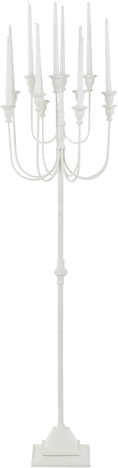 Deco 79 Metal Decorative Candelabra Taper 12 Slot Candle Stand, Candlestick Holder 16" x 16" x 52", White