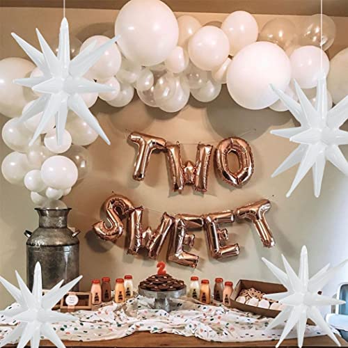 Image of TONIFUL 4 Pcs Explosion Star Balloons White Foil Balloon Party Decorations | 22 Inch Large Mylar Star Balloon for White Party Decor Christmas New Year Birthday Wedding Baby Shower Photo Booth Supplies