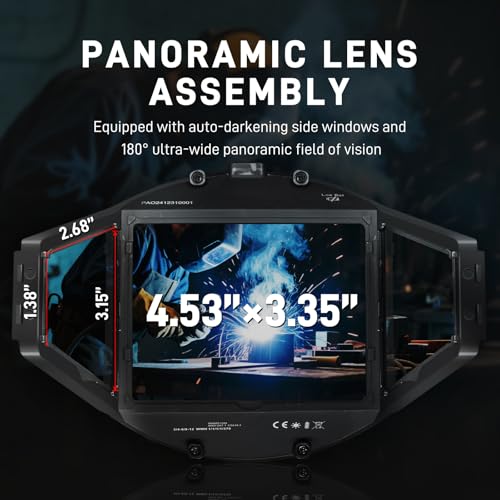 Image of WHA100 Auto Darkening Welding Helmet-CE EN175 Certification-Solar&Battery Power-4 Sensors, 0.04ms Response Time-Optical Grade 1 /1 /1 /2-True Color Wide View Screen-Shade 8-12 for SMAW, MIG, TIG, GTAW