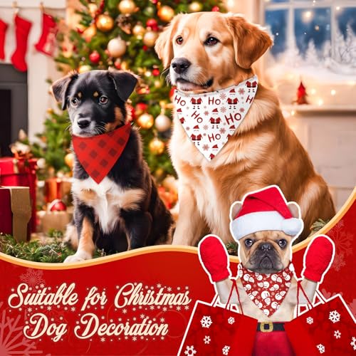 Image of Abbylike 50 Pcs White and Red Dog Bandanas Bulk Polka Dots Stripes Snowflake Bandanas for Dog Triangle Kerchief Bibs Scarf for Pet Party Costume Photo Props Accessories, 25 Styles (25.6 x 17.7 x 17.7)