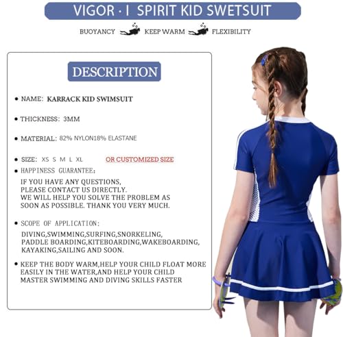 Image of karrack Girls Swimsuit Beach Sport Skirt hemt One Piece Swimsuit UPF 50+ Sun Protection Bathing Suits