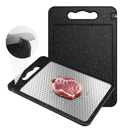 Opiniones y reviews de Tajaderas para picar más recomendados. 41 Tabla de Cortar de Acero Inoxidable 2 IN 1 - Tablas Para Picar Cocina 36.5 * 25 CM, Titanium Cutting Board, Tabla de Cortar Cocina Para Diferentes Materiales Alimenticios, Duradero...