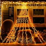 LED イルミネーションライト クリスマスライト 350球 9本*3.5M イルミネーションライト 屋外 防水 8点灯パターン 記憶メモリー タイマー機能 ドレープライト 星モチーフ LEDストリングライト キャンプ用 ガーランド用 クリスマス/ハロウィン/パーティー/新年/祝日/結婚式/庭対応 クリスマスツリーライト