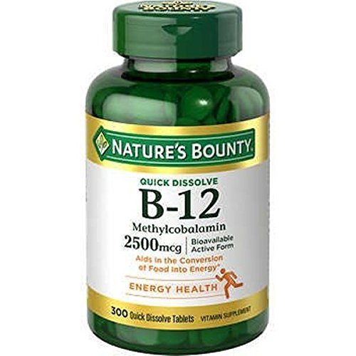 Nature's Bounty B-12 2500 mcg,Methylcobalamin - Bioavailable Active Form, Quick Dissolve Tablets