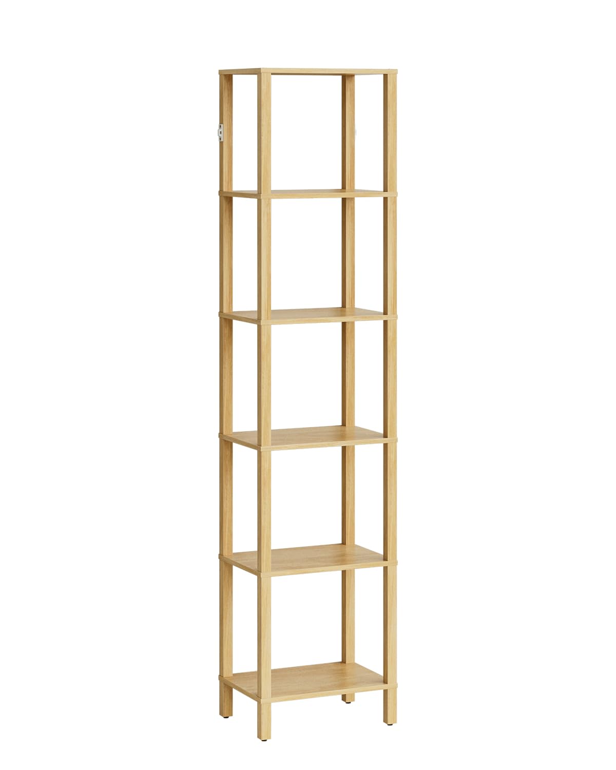 Bücherregal, Regal Schmal mit 6 Ebenen, Küchenregal mit offenen Regalen, 38 cm x 27 cm x 167 cm, Standregal für Wohnzimmer, Büro, Arbeitszimmer, Eiche
