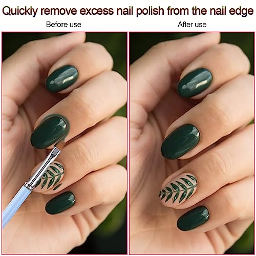 3 Pcs Nail Art Clean Up Brushes, Round&Angled&Flat Nail Polish Clean Up Brush, Nail Painting Brushes For Cleaning Polish Mistake On The Cuticles #TOP1