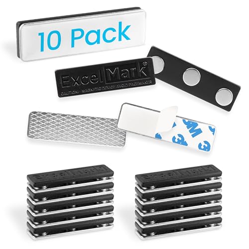 ExcelMark 10 Premium Quality Magnetic Name Tag Holders with 3 Neodymium Magnets