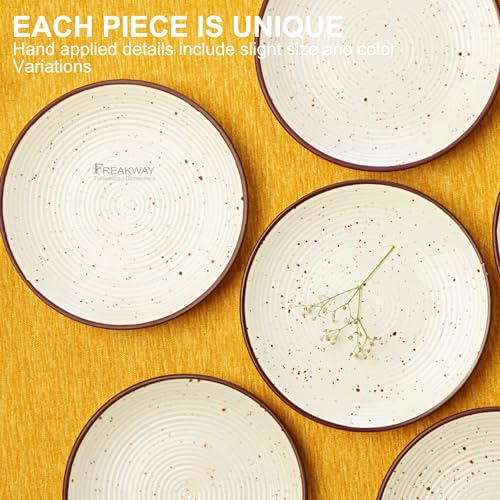 Image of Freakway Hand Glazed Cream Matte Finish Ceramic 7.1-Inch Small /Quarter Plates for Serving Maggie Pasta | Set of 4 | Microwave & Dishwasher Safe - Off White