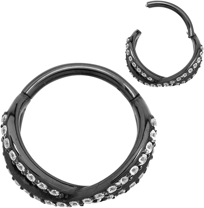 365 Sleepers 316L Surgical Steel Hypoallergenic 16G Double Twist Gem Septum Jewelry Hinged Segment Ring Body Piercing Hoop Lip Rings Helix Cartilage Rook Sleeper Earrings 8mm – 10mm - Image 3