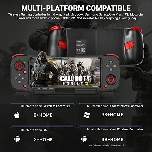 Arvin Mobile Game Controller For Ios Android Pc, Wireless Gaming Gamepad Joystick For Iphone 14/13/12/11, Ipad, Macbook, Samsung, One Plus, Tcl, Tablet, Direct Play #TOP2