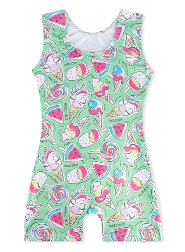 Image of EQSJIU Gymnastics Leotards for Girls Kids Rainbow Mosaic Mermaid Butterfly Stars Leopard Galaxy Tie Dye Cosmos Leopard