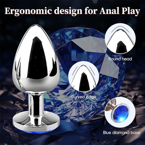 Image of Deluxe Metal Anal Plug, Graceful Waterdrop Contour with Lustrous Blue Gemstone Accent - Durable, Body-Safe & Aesthetically Pleasing for Elevated Intimate Experience