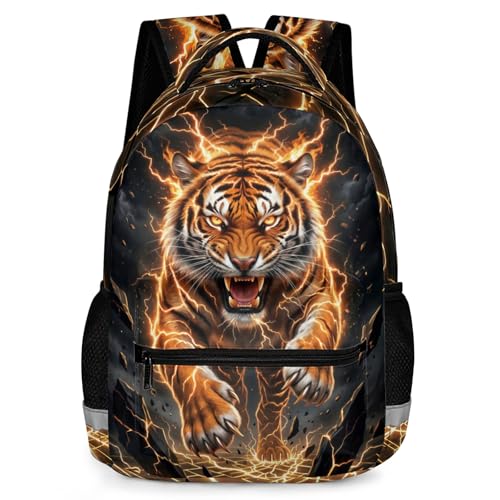 GNEW Mochila escolar legal relâmpago para meninos e crianças, mochila escolar durável de 43 cm, Tigre, One Size, Animais