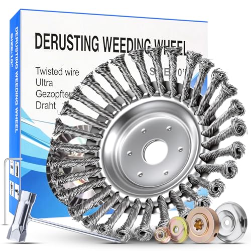 Profi Unkrautbürste für Freischneider Wildkrautbürste für Motorsense Ersatztrimmaufsatz für Rasenmäher 25 4mm Bohrung Drahtbürste Freischneider effiziente Entfernung von Unkraut und Moos (20CM)