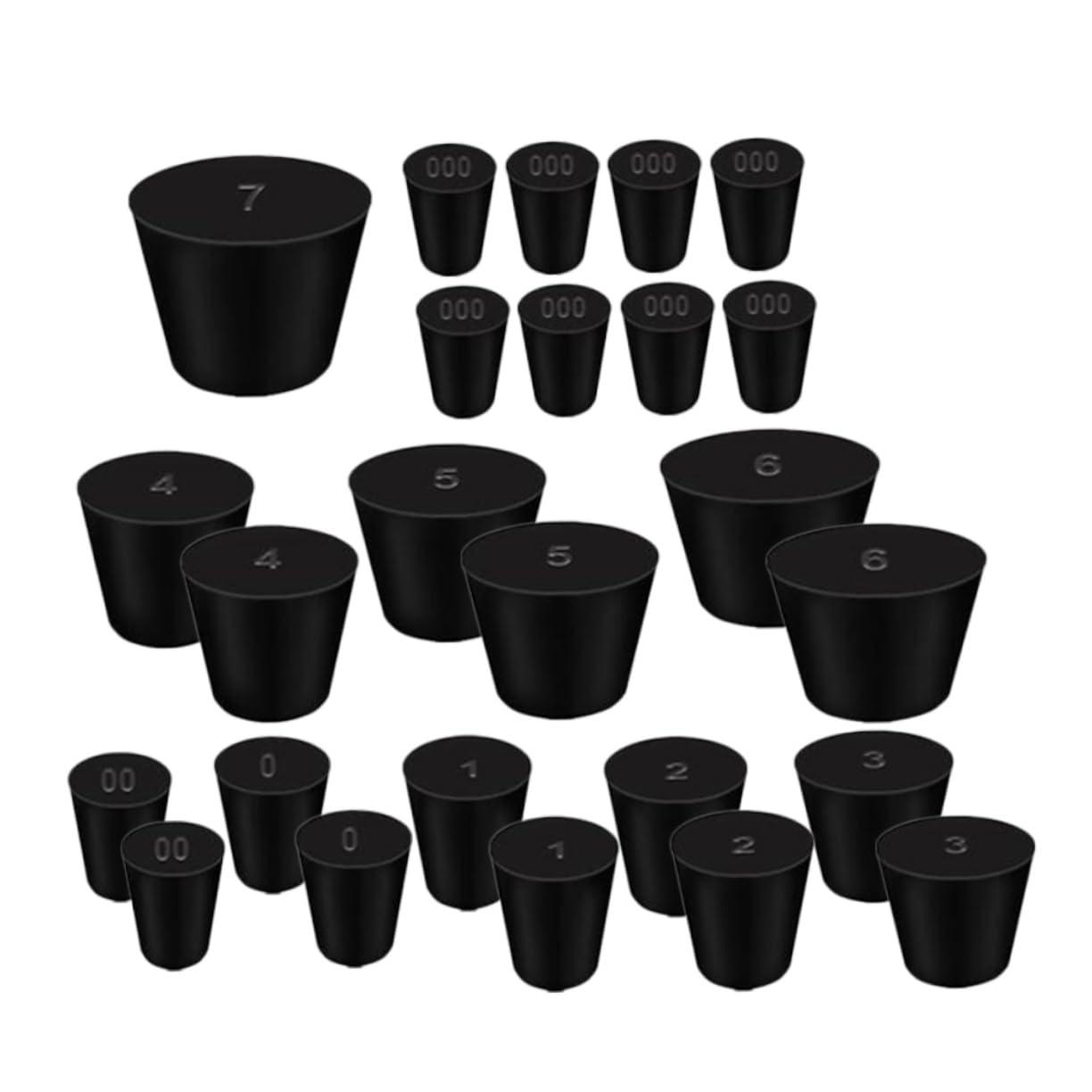 ULTECHNOVO 125 Stk Gummistopper Gummistopfen Flaschenkorken Kolbenstopfen Rohrstopfen Flaschenverschlüsse Laborstopfen Gummi-verschlussstopfen Konischer Stopper Reagenzglasstopfen