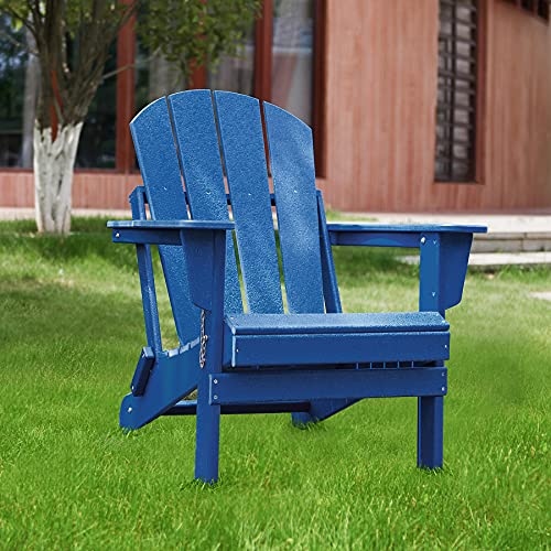 Williamspace Folding Adirondack Chair Outdoor, Weather Resistant Patio Chairs For Garden Deck Backyard, Easy Maintenance & Classic Adirondack Chairs Design - Navy Blue #TOP5