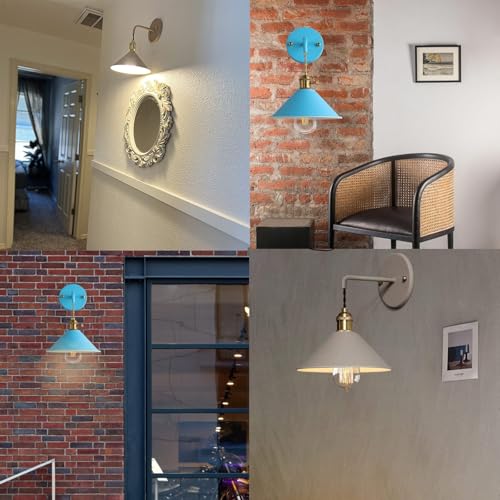 Luz de pared vintage E27 con interruptor propio aplique orientable blanco para lectura 6