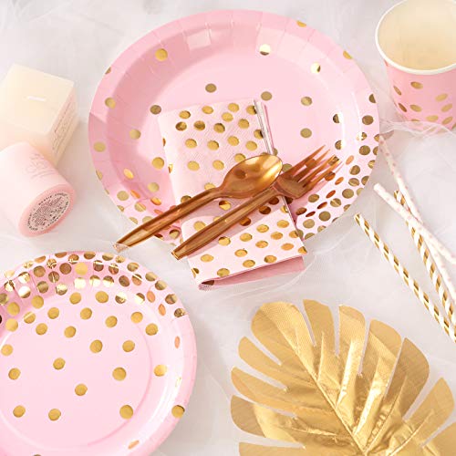 Pink Paper Plates And Napkins Party Supplies Serves 50, 4 Pack Tablecloths, Cups, Utensil, Straws Included For Girl Baby Shower, Pincess Theme Party, Birthday, Wedding, Total 354 Pcs #TOP3