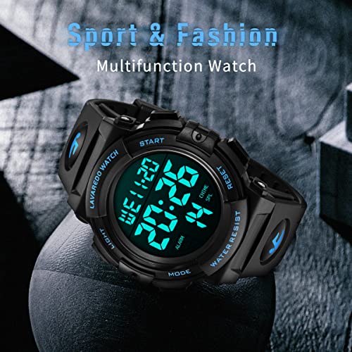 Image of L LAVAREDO Digital Men's Watch (Black Dial Black Colored Strap)