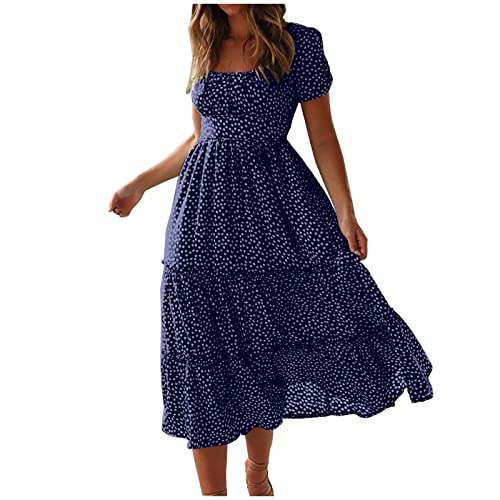 Dresses for Women Knielang Sommerkleid Damen Kurzarm Strandkleid...