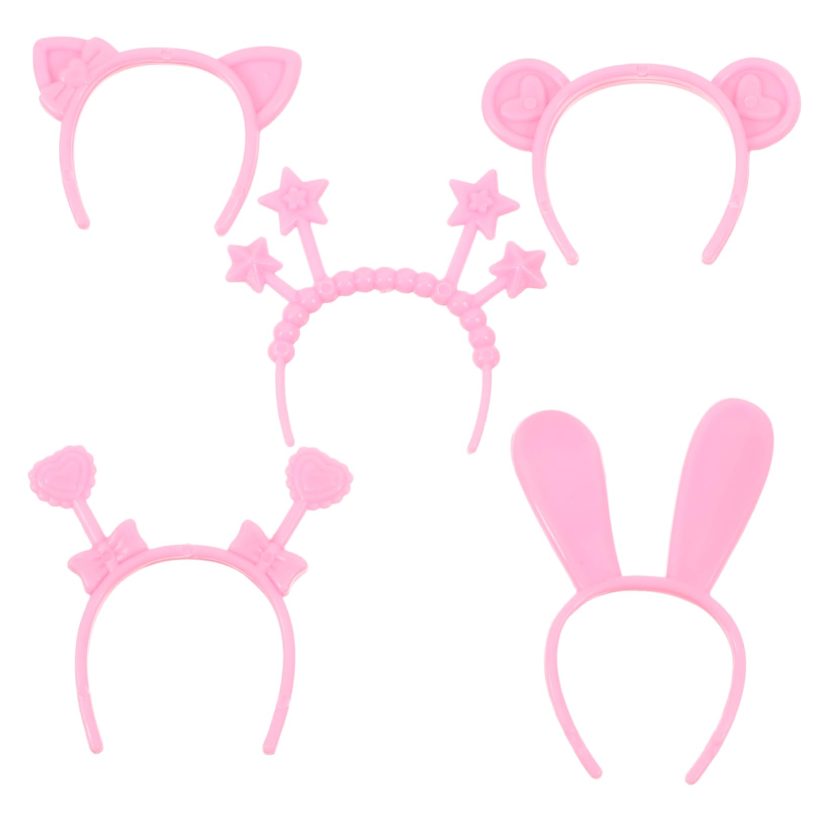 Mini Headband Doll Hair Accessories Set 5 Pieces Pink Animal Ear Crown Headband for Girls Dolls Craft Supplies Pretend Play