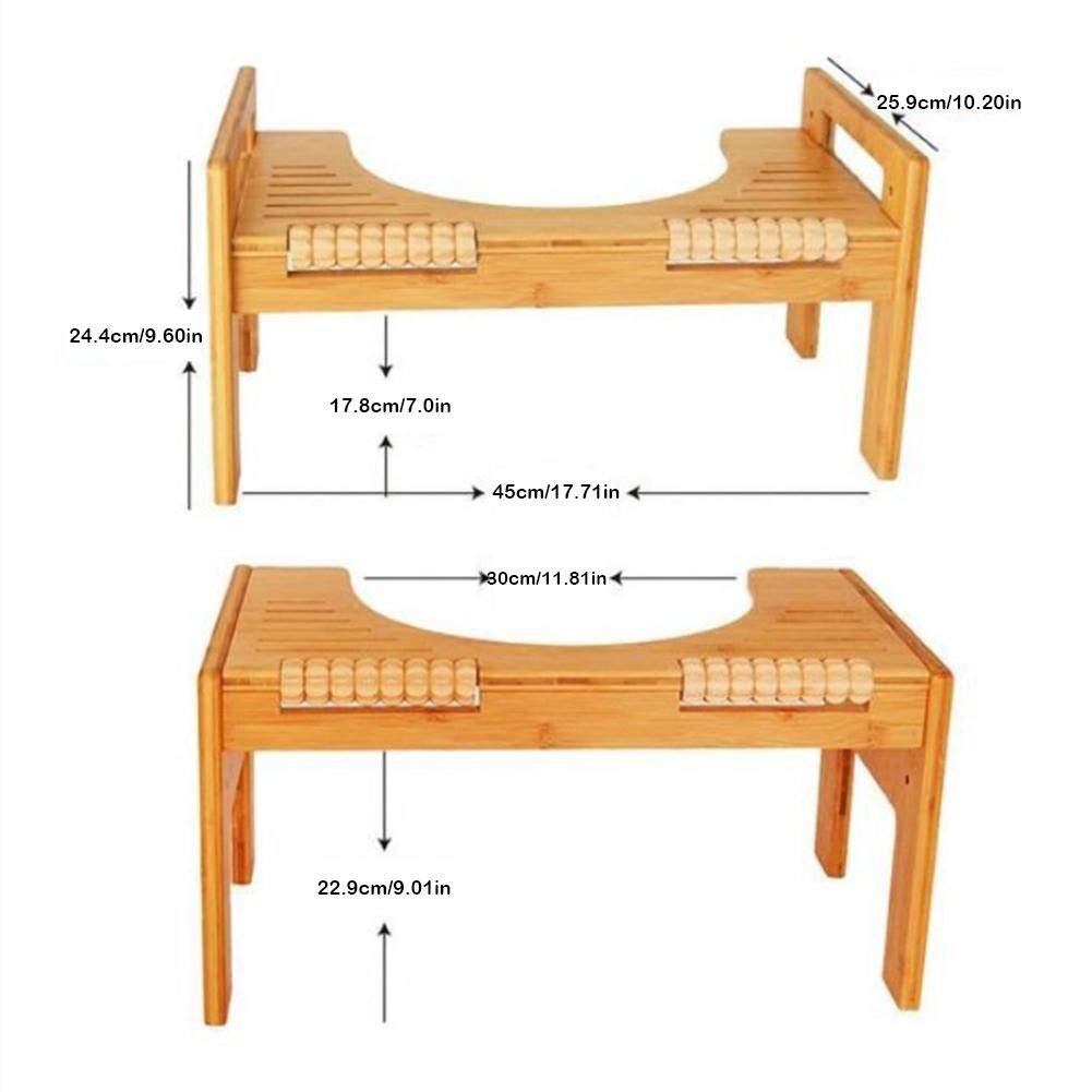 Tabouret De Toilette Pliable En Bambou - Ergonomique, Antidérapant, Supporte 136 Kg, Pour Adultes Et Enfants