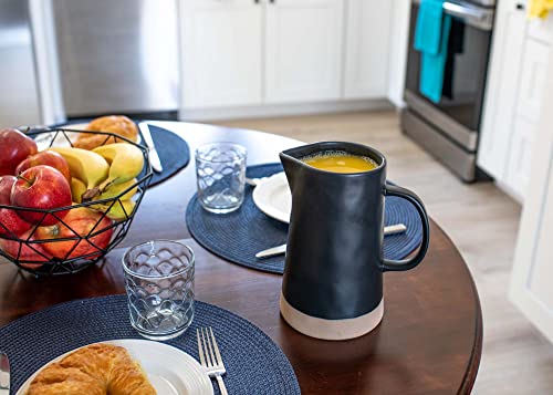 Nat & Jules Large Raw Bottom Matte Black 48 Ounce Ceramic Pitcher Jug #TOP5