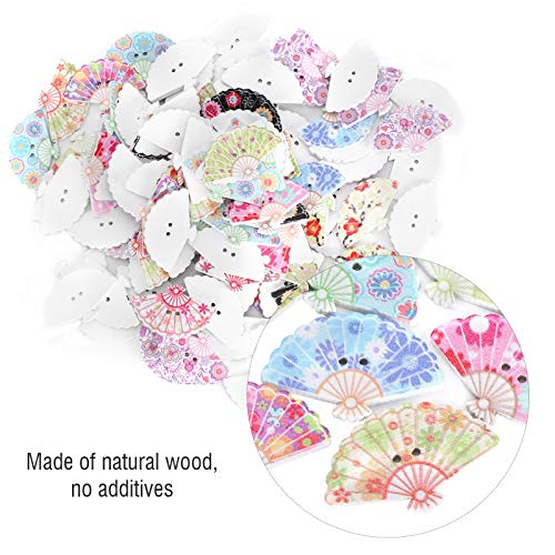 200Pcs Wooden Buttons for Crafts 15mm Floral Fan Shape Buttons with 2 Holes - Image 3