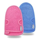 LETAO® 2 Stück Bambusfaser exfoliating gloves peelinghandschuh hamam handschuh für body scrub und Peeling