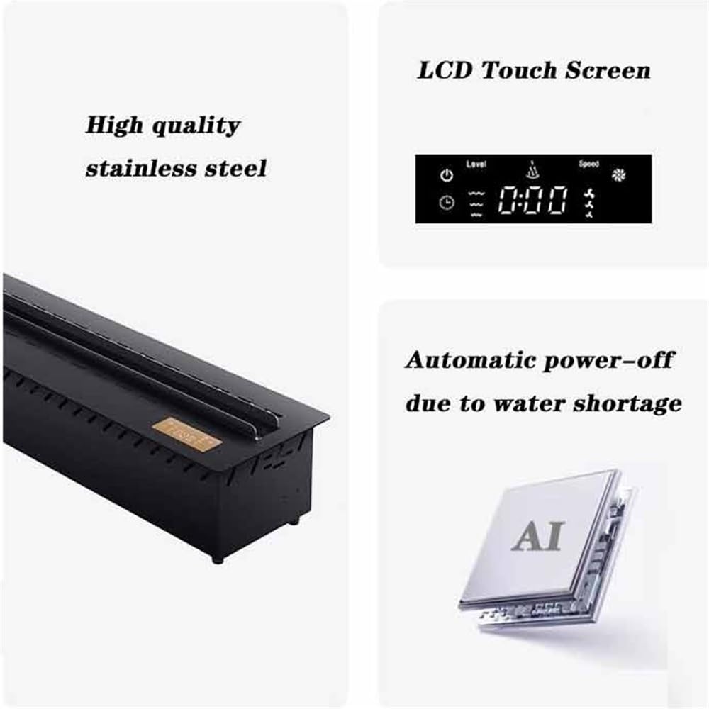 Kominek 3D, kominek elektryczny do zabudowy, kominek elektryczny z ekranem dotykowym LCD, pilot zdalnego sterowania i timer, kominki dekoracyjne (średni)