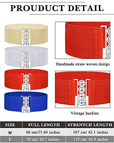 SATINIOR 10 Pieces Wide Elastic Women Stretchy Belt Elastic Vintage Waist Buckle Belt Cinch for Women4