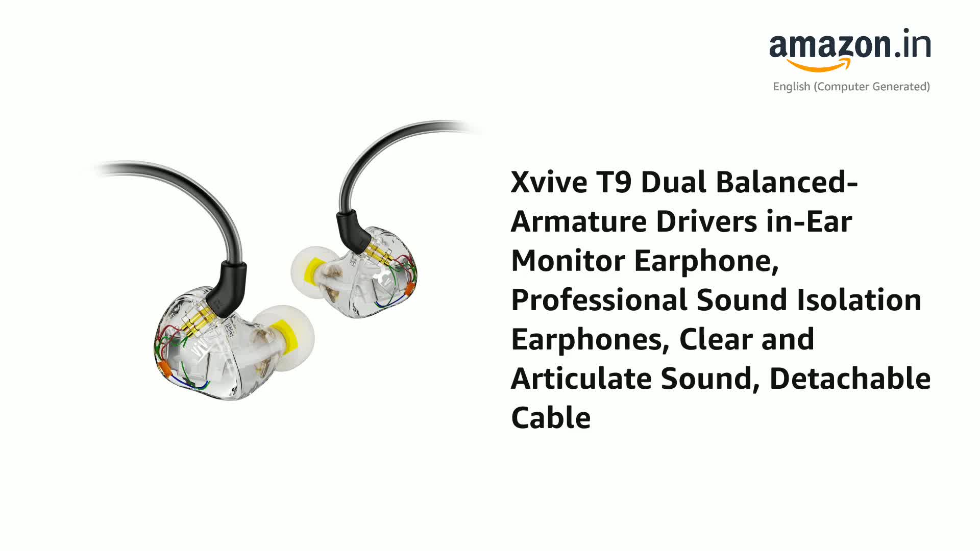 Xvive T9 in-Ear Monitor Headphones Dual Knowles BA Drivers IEM for