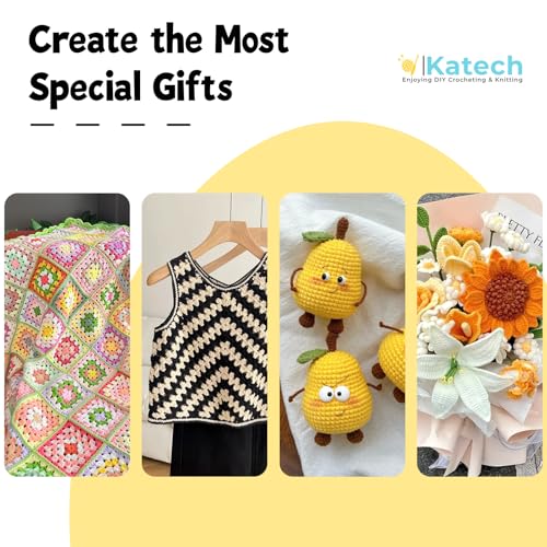 Image of Katech Cotton Yarn for Crocheting-55% Cotton 45% Acrylic-#3 DK (Light)-Super Soft Milk Cotton Yarn-Great Crochet and Knitting Starter Kit for Colorful Craft(Black)