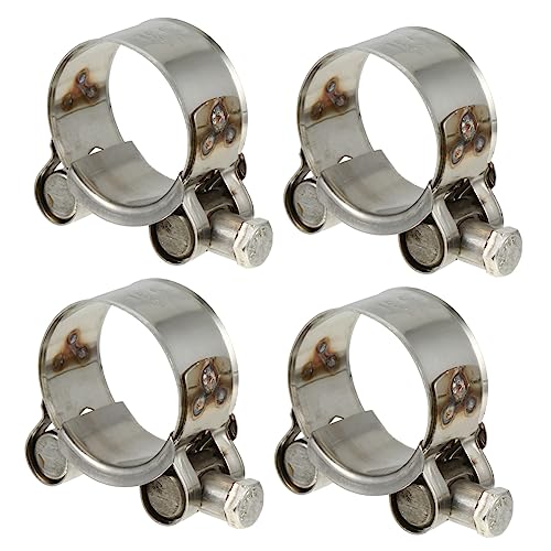 KICHOUSE 4 Pcs Pipe Clamp Heavy Duty Hose Pipe Fuel Line Clamp Heavy Duty Clamps Hose o Stainless Hose Clamps Fuel Clamp Hose Clamp Ring Pipe Strap Clamps Hose Clips Silver Stainless Steel