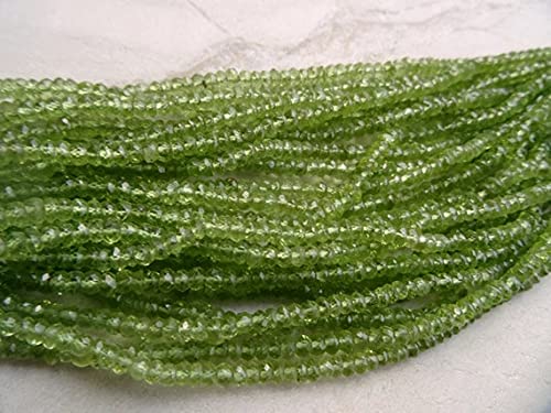 Peridot perle naturelle en micro rondelle facettée 3mm pour création bijoux DIY