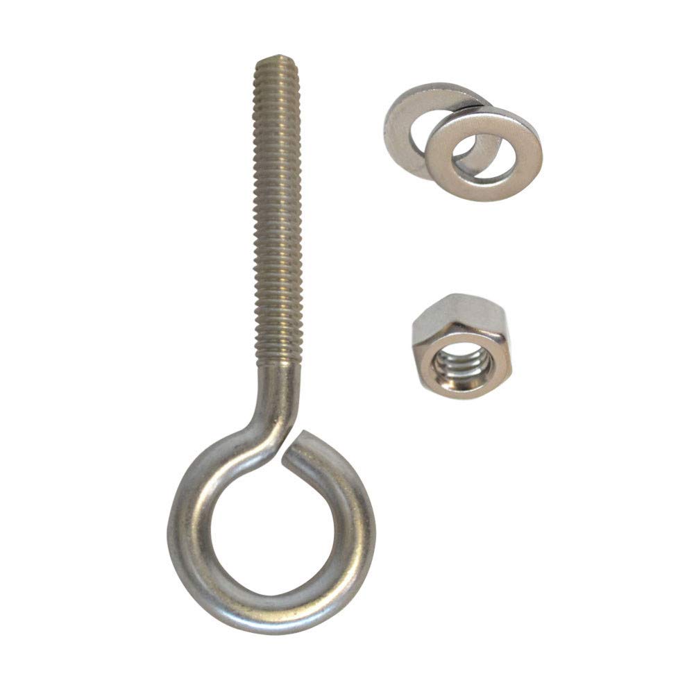 10 Pieces Fully Threaded 5/16 Inch x 2 Inch Stainless Steel Marine Turned Eye Bolt Nut and Washers