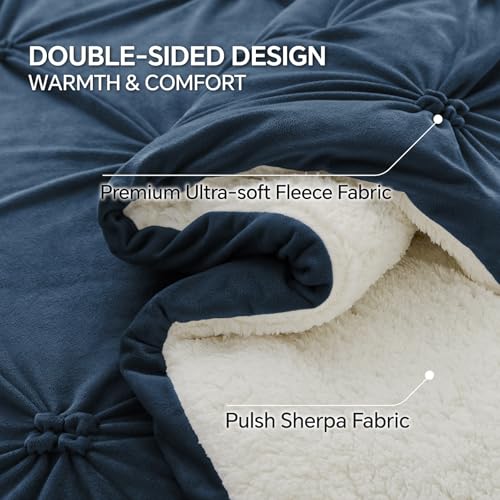 Image of BEDELITE Fluffy Sherpa King Comforter Set,Pintuck-Navy