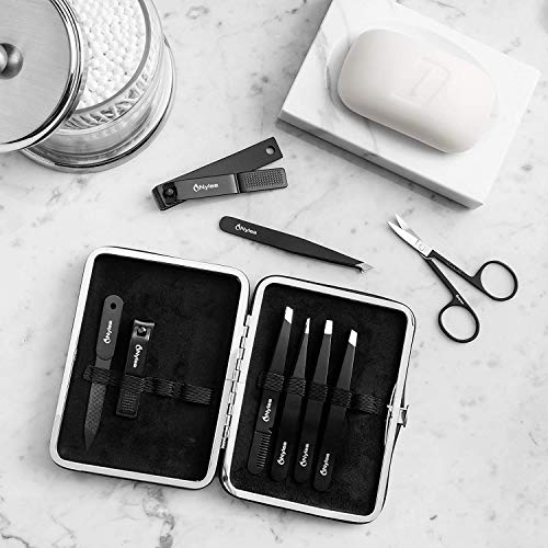 Nylea Professional Tweezers Set And Nail Clippers For Men And Women [Perfect Alignment / Grip] Best Precision Stainless Steel Kit For Ingrown Hair Eyebrows Facial Hair Splinter And Eyelashes 9Pcs #TOP7