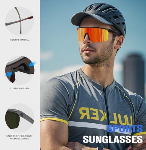 Image of KALIYADI Mens-Sunglasses Polarized Sports Sunglasses-Men: Running Sunglasses Men Women UV400 Protection for Cycling