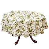 Bits and Pieces - Holly Tablecloth - Christmas Tablecloth 70 inch Round