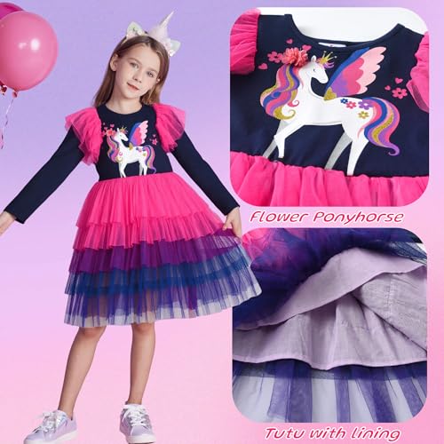 DXTON Toddler Girls Dress Long Sleeve Tutu Winter Birthday Party Dress for Little Girl 3-8T2