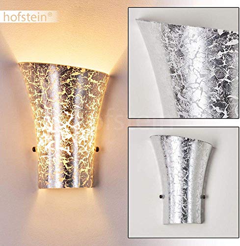Applique Terni en verre argenté - spot mural Up & Down en forme d'entonnoir pour salon, chambre à coucher, couloir - projecteur mural E27 60 Watt - avec effet de lumineux