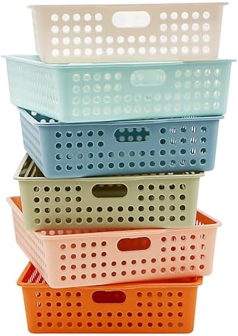 4E's Novelty 6 Pack Classroom Paper Baskets, Organizing Desk Boho...