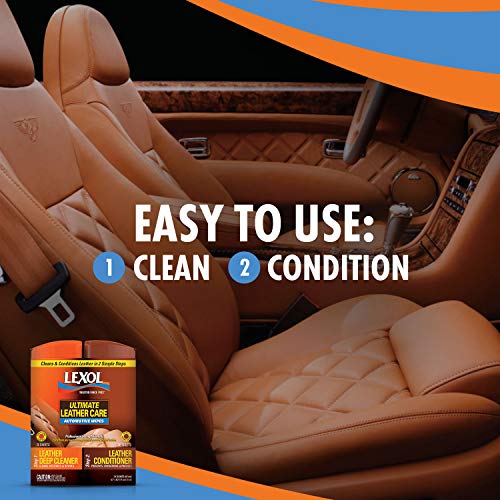 Lexol E301345800 2-Step Cleaning And Conditioning Dual Canister Wipes, 40-Sheets #TOP2