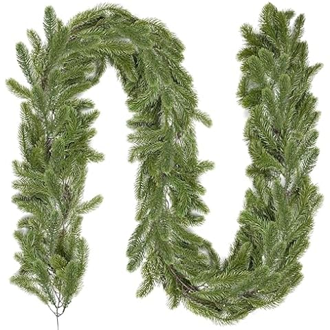 Palonu 6 Ft Artificial Christmas Norfolk Garland, Norfolk Pine Natural Touch Garland, Winter Greenery Decoration for Indoor Outdoor Xmas Fireplace Table Mantle Stairs Decor Cover