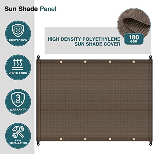 ECOOPTS 16'x35' Outdoor Shade Cover Canopy Sun Shade Cover with Grommets Weighted Rods for Pergola Patio Porch (Brown)